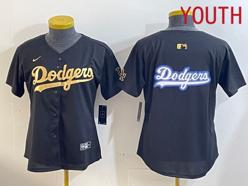 Youth Los Angeles Dodgers Blank Black Gold Game 2024 Nike MLB Jersey style 12095->youth mlb jersey->Youth Jersey